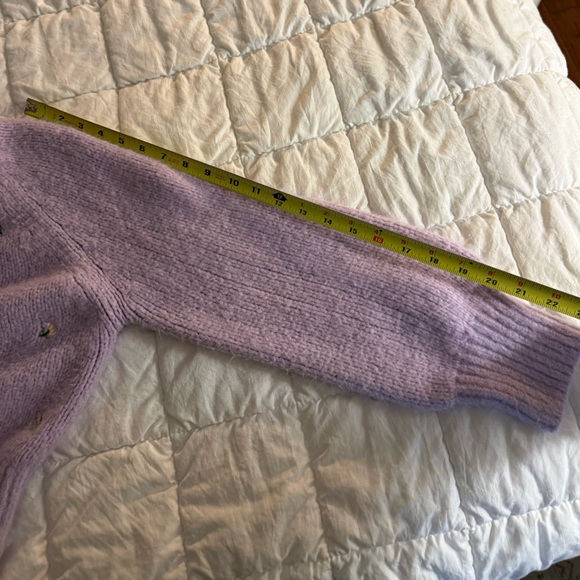 English Factory cropped purple cardigan sweater embroidered flowers ladies S - Picture 7 of 7